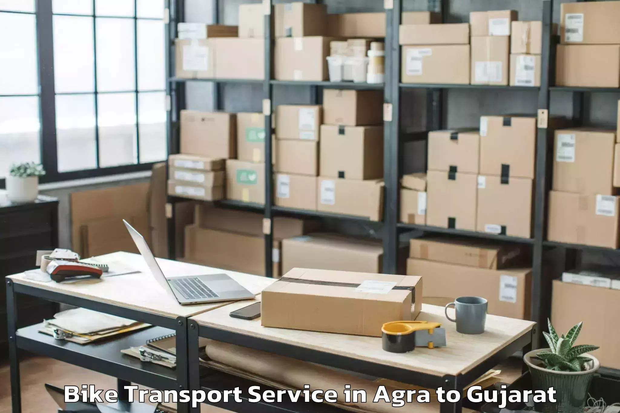 Trusted Agra to Visavadar Bike Transport